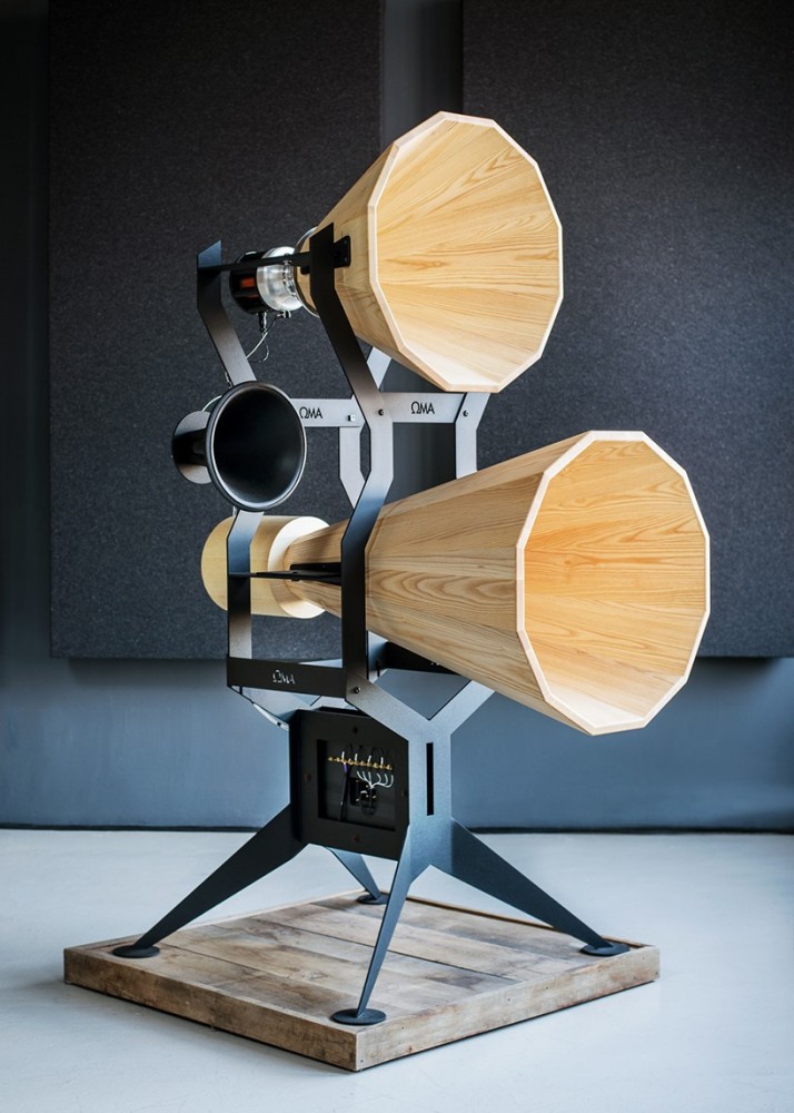 OMA's $280k Imperia Speakers Feature Conical Horns Made of Wood