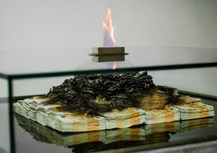 ‘Too Much? II’ Cash-Burning Sculptural Table