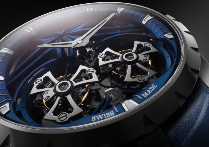 Roger Dubuis Soars With Excalibur Double Tourbillon Cobalt Chrome